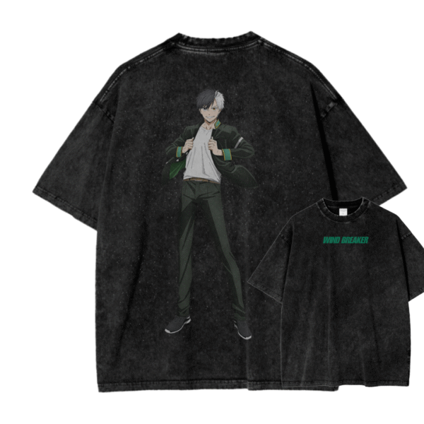 WIND BREAKER V ACID WASH TEE
