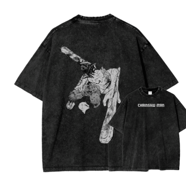 CHAINSAW MAN V ACID WASH TEE