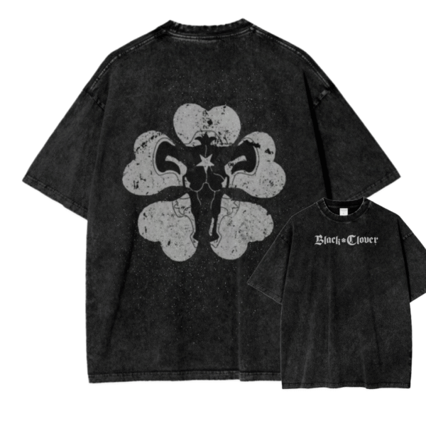 BLACK CLOVER V ACID WASH TEE