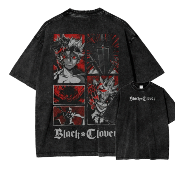 BLACK CLOVER XV ACID WASH TEE