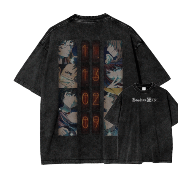 STEINS GATE VII ACID WASH TEE