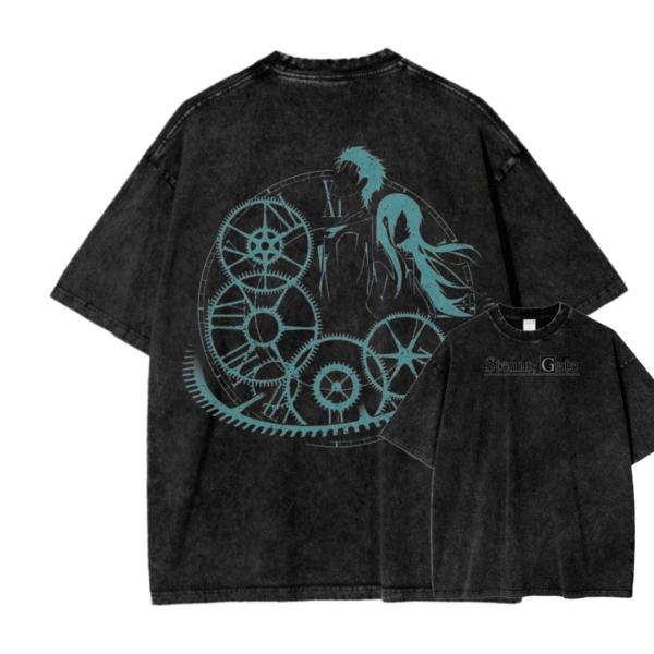 STEINS GATE X ACID WASH TEE